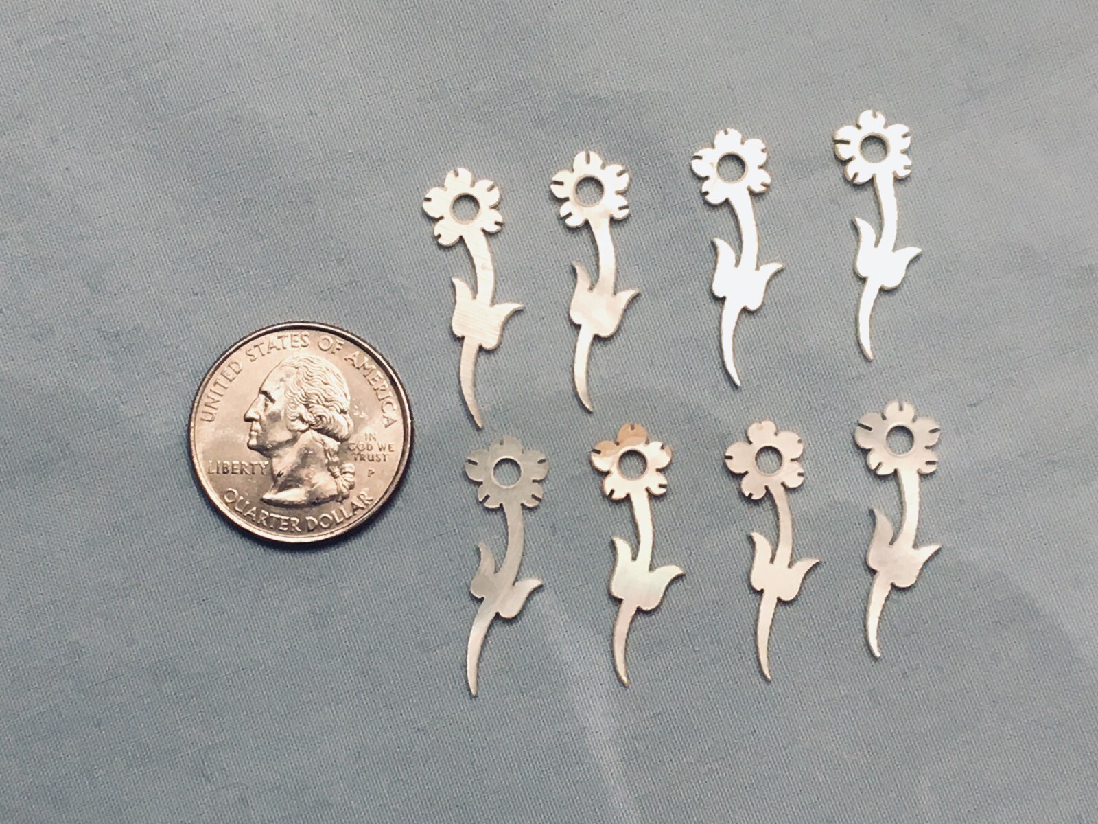 Lot of Mother of Pearl (MOP) Small Flowers Eight (8) Pieces GP0423