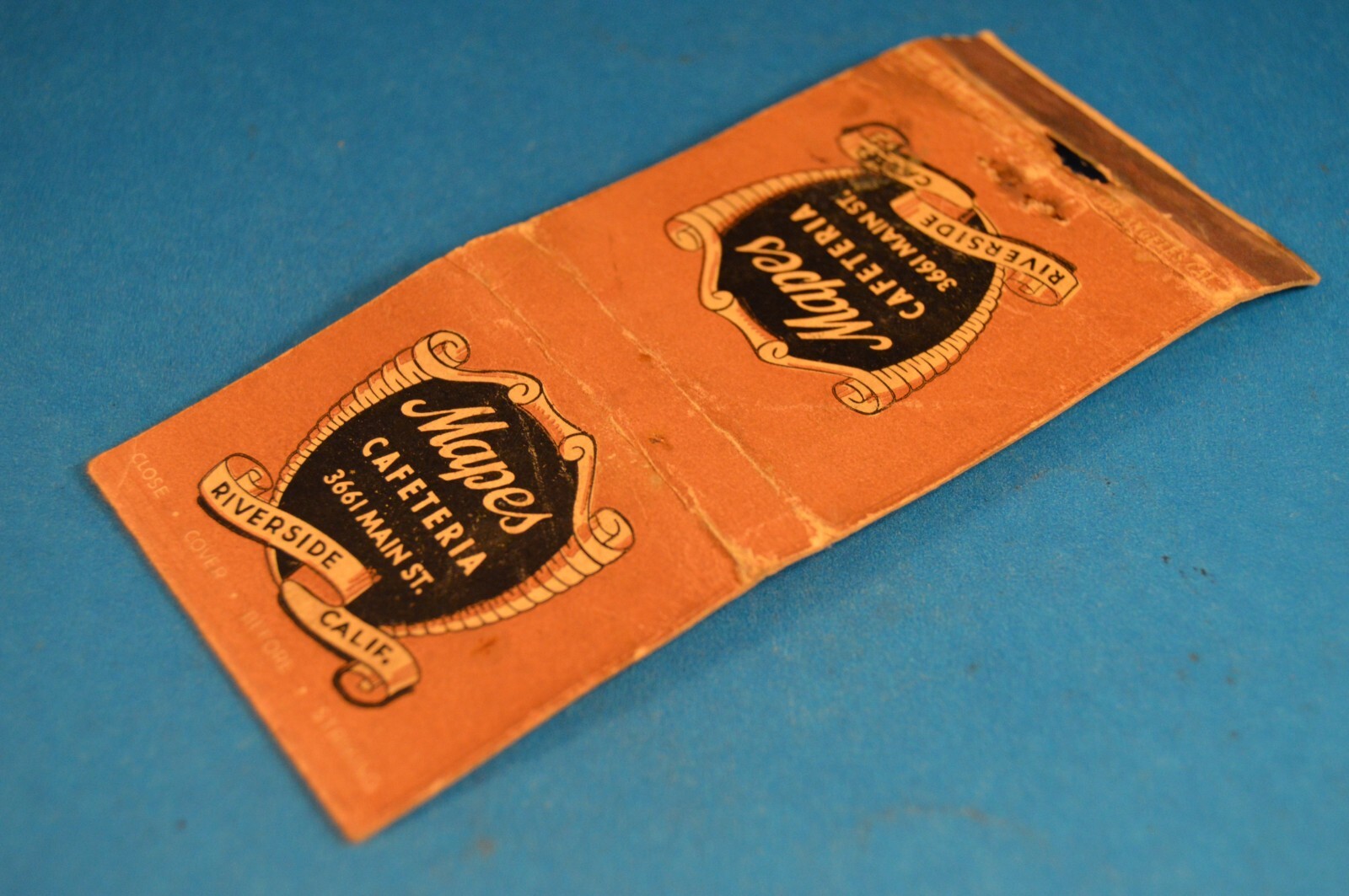 MAPES CAFETERIA MATCHCOVER CA matchbook match book cover  ADDITIONAL SHIP FREE!!