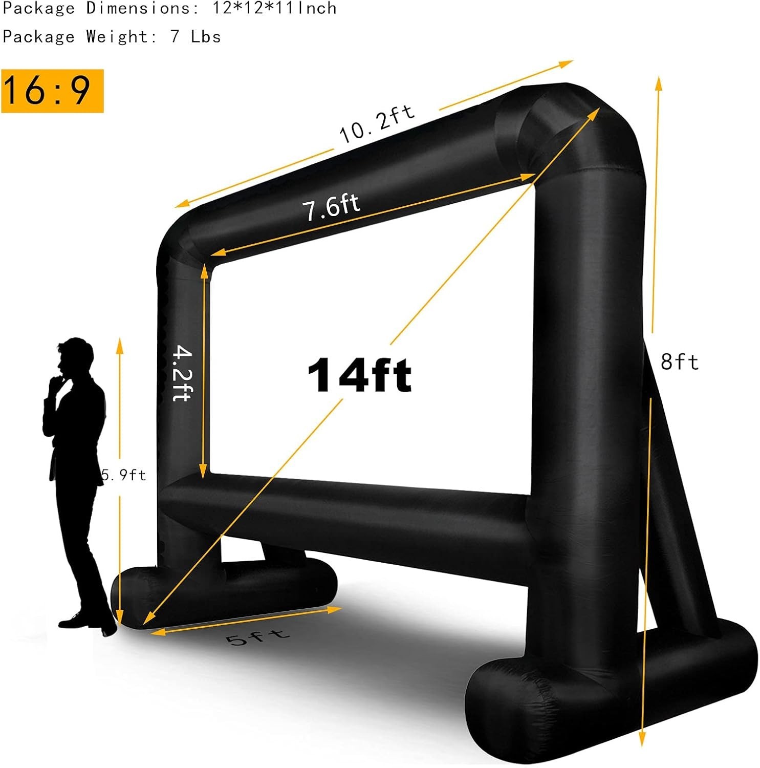 14 Ft Inflatable Outdoor Movie Screen Front Rear Projection Polyester