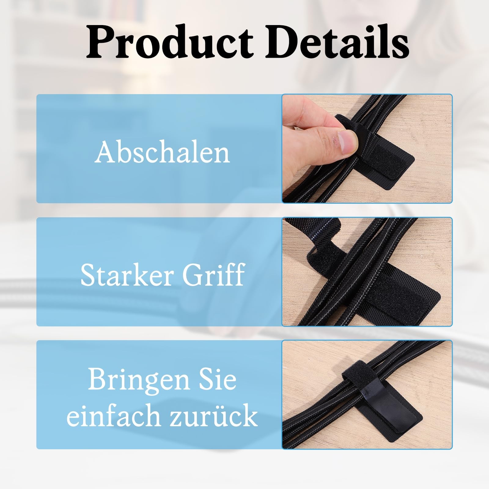 41 Pcs Cable Management Under Desk, Hook and Loop Cable Ties Adhesive Cables ...