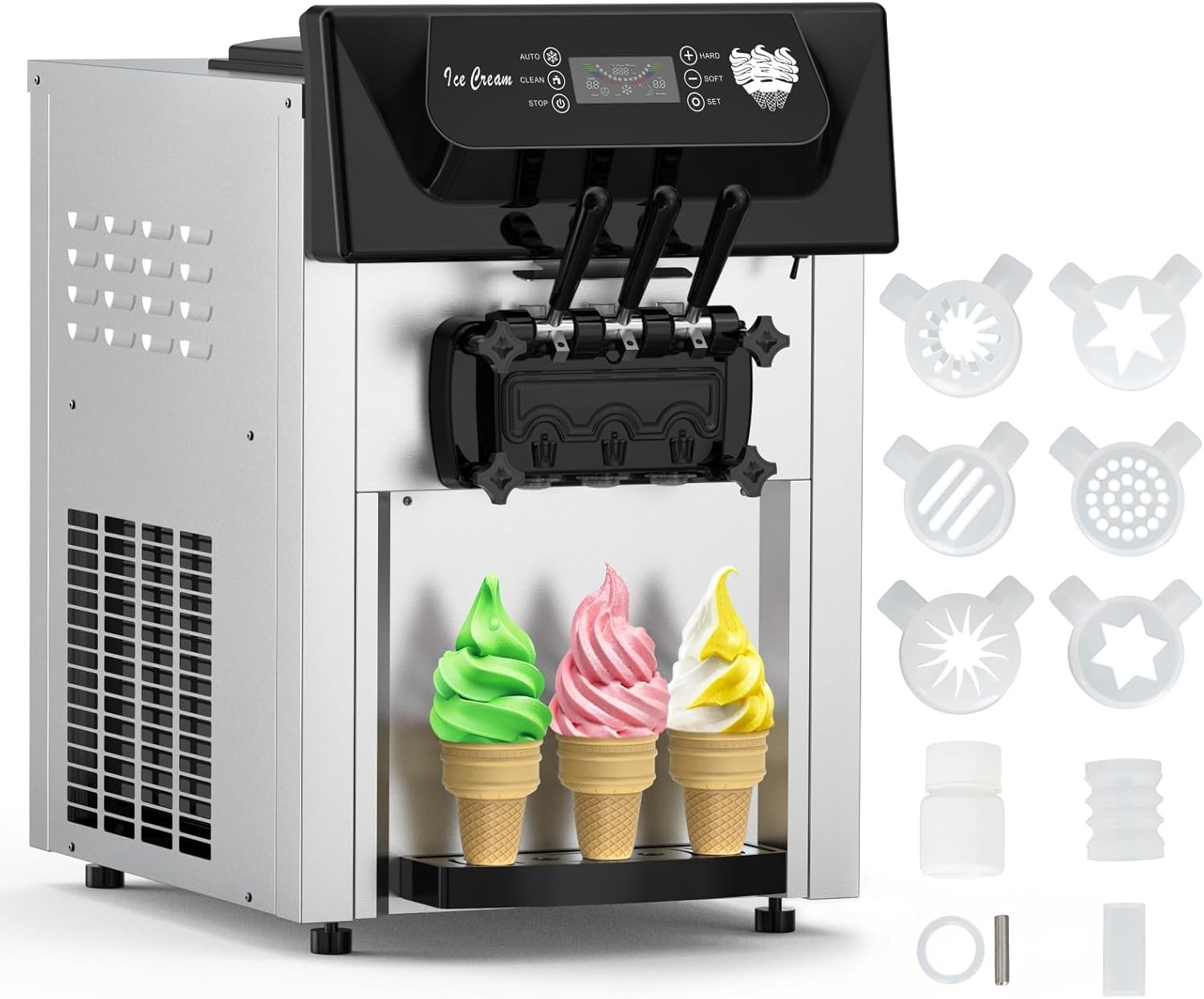 Commercial Soft Serve Ice Cream Maker Machine 110V Double Cylinder 120 Cups/H