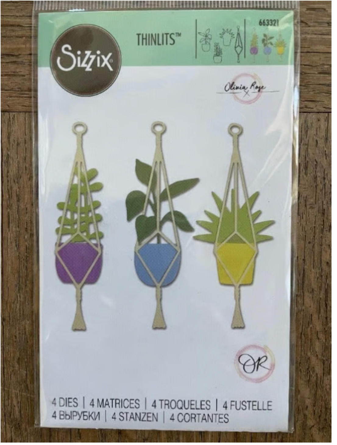 Sizzix Set of 4 HANGING PLANTER DIES - Cute Pots w macrame