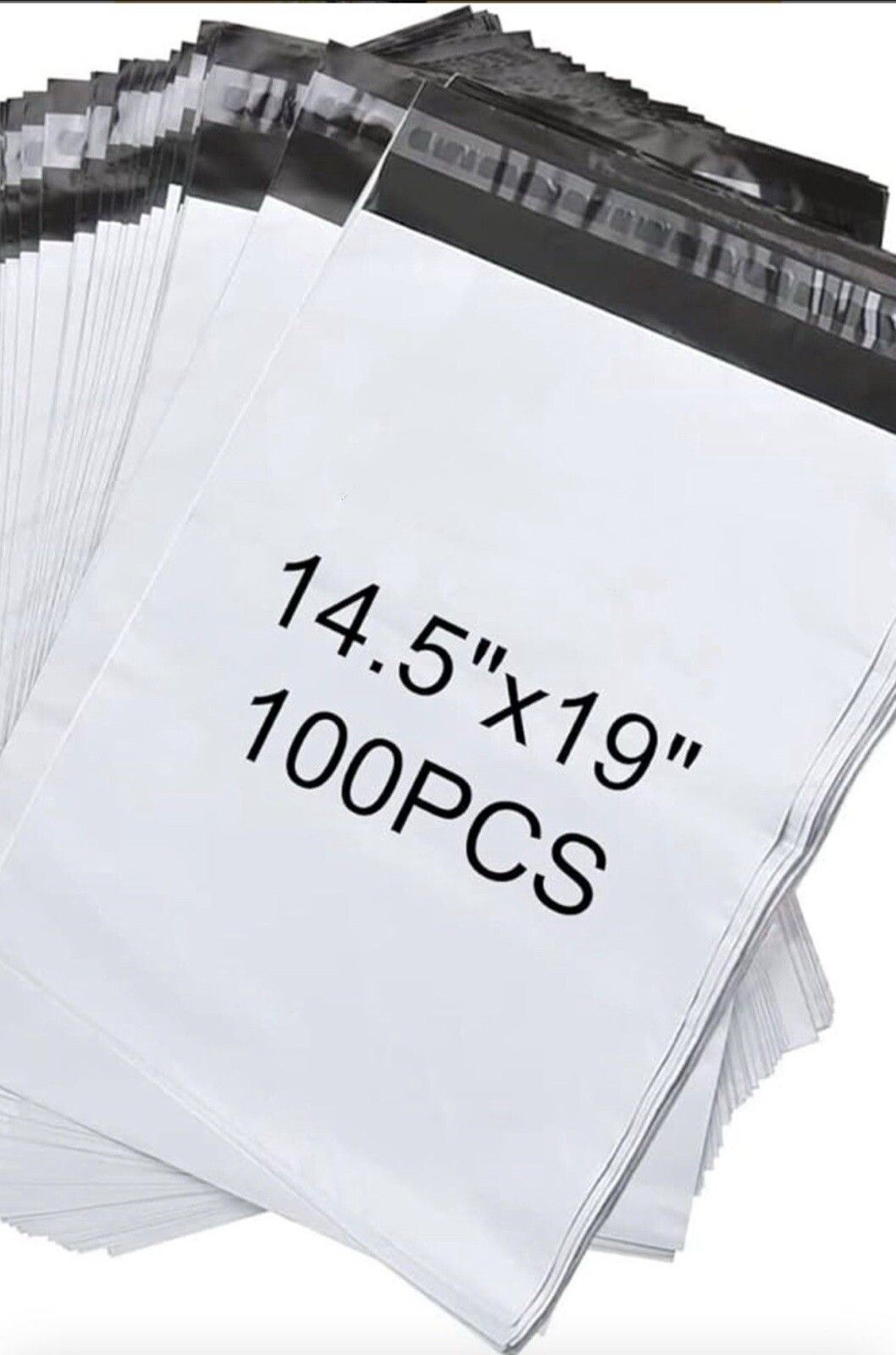 100pcs 14.5x19 Poly Mailers, 2.5 Mil, Self-Sealing Shipping Bags, White