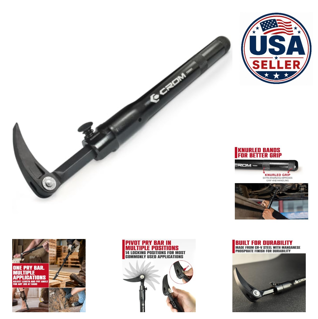 Extendable Adjustable Pry Bar 14 Locking Positions Telescoping Handle 13 3 to