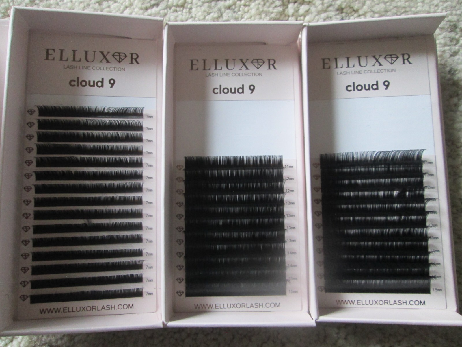3 PARIALS Packs Elluxor Lash Line Collection Cloud 9 ~~Black 7mm & Mix 8-15mm