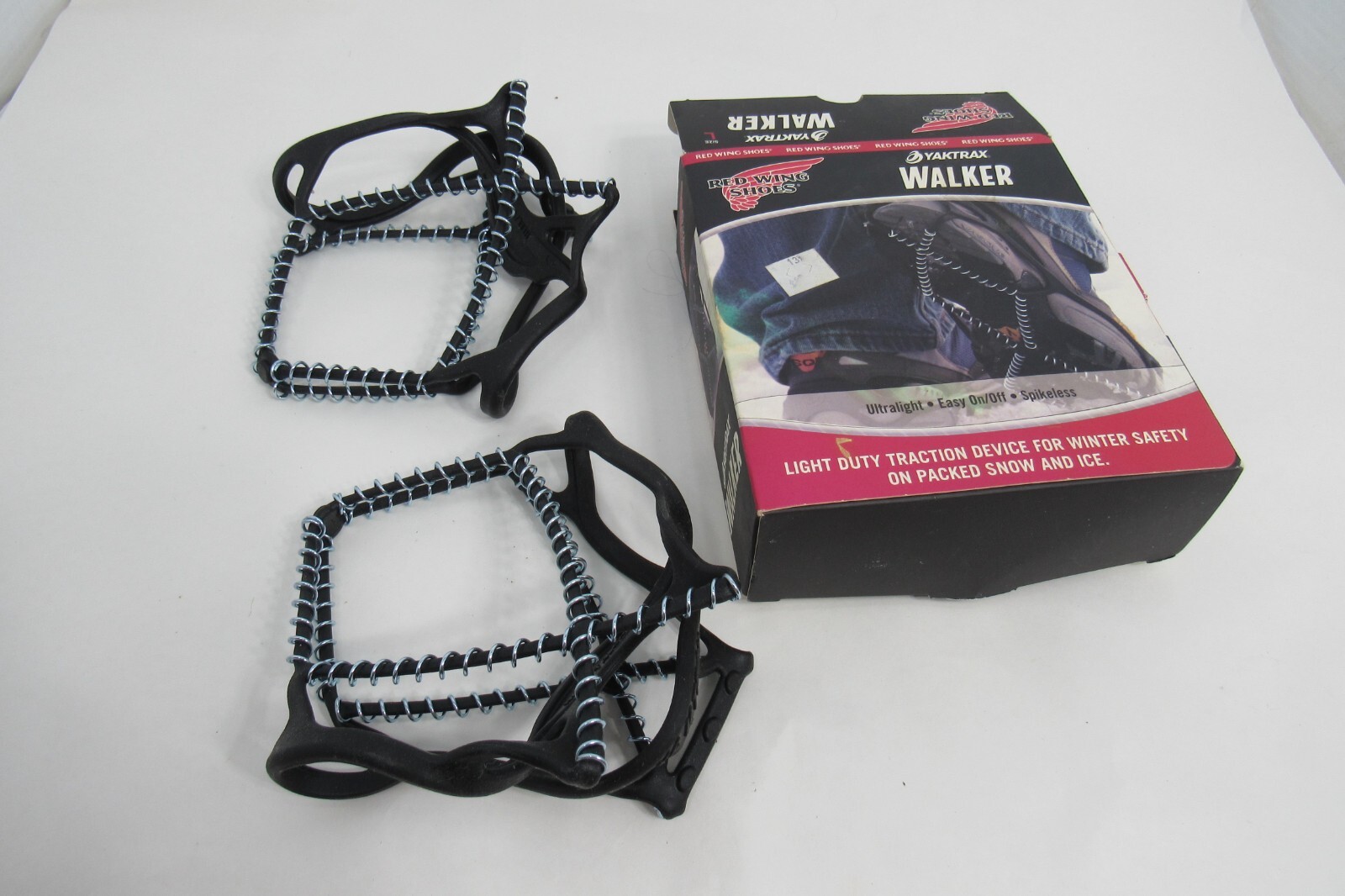 Yaktrax Walker Red Wing Shoes Traction Cleats Large Black Ultralight Spikeless