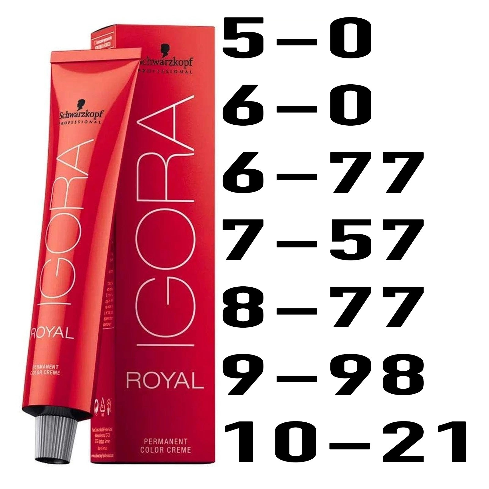 Schwarzkopf Igora Royal Permanent Hair Color 5-0 6-77 7-0 7-57 8-77 9-98 10-21