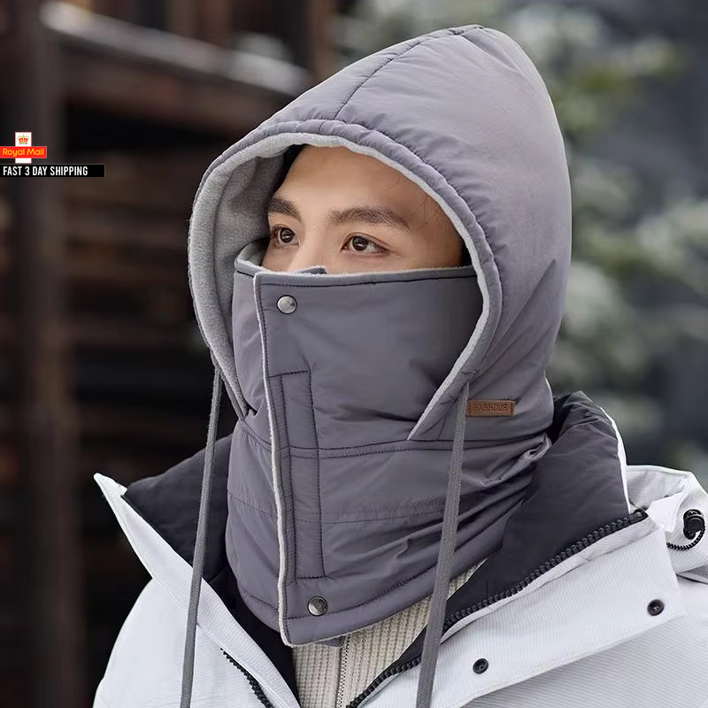 Unisex Winter Cycling Hat Solid Color Mask Ski Windproof Cap Keep Warm Neck Warm