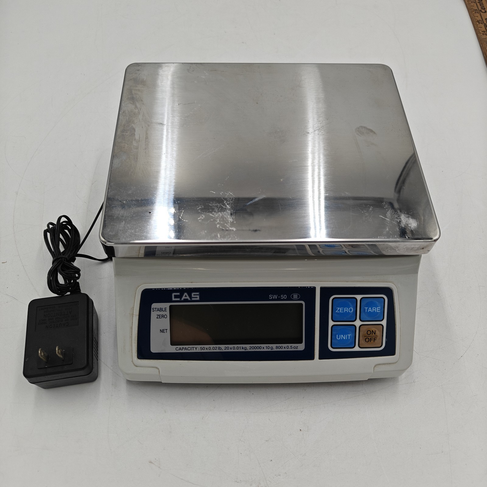 CAS SW-50 Digital Portion Control Scale 50 lb x .02 lb Tested Working