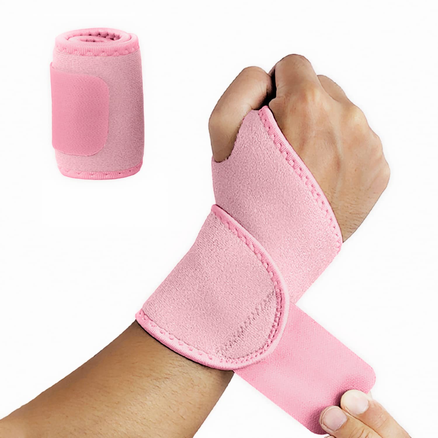 NuCamper Wrist Brace Carpal Tunnel for Men Women One Size, Pink（Pack of 1）
