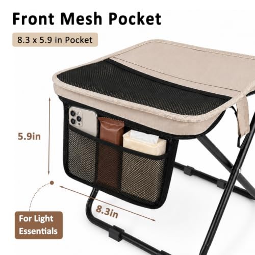 Collapsible Stool 2 Pack, Portable Folding Camping Stool with Large Fabric