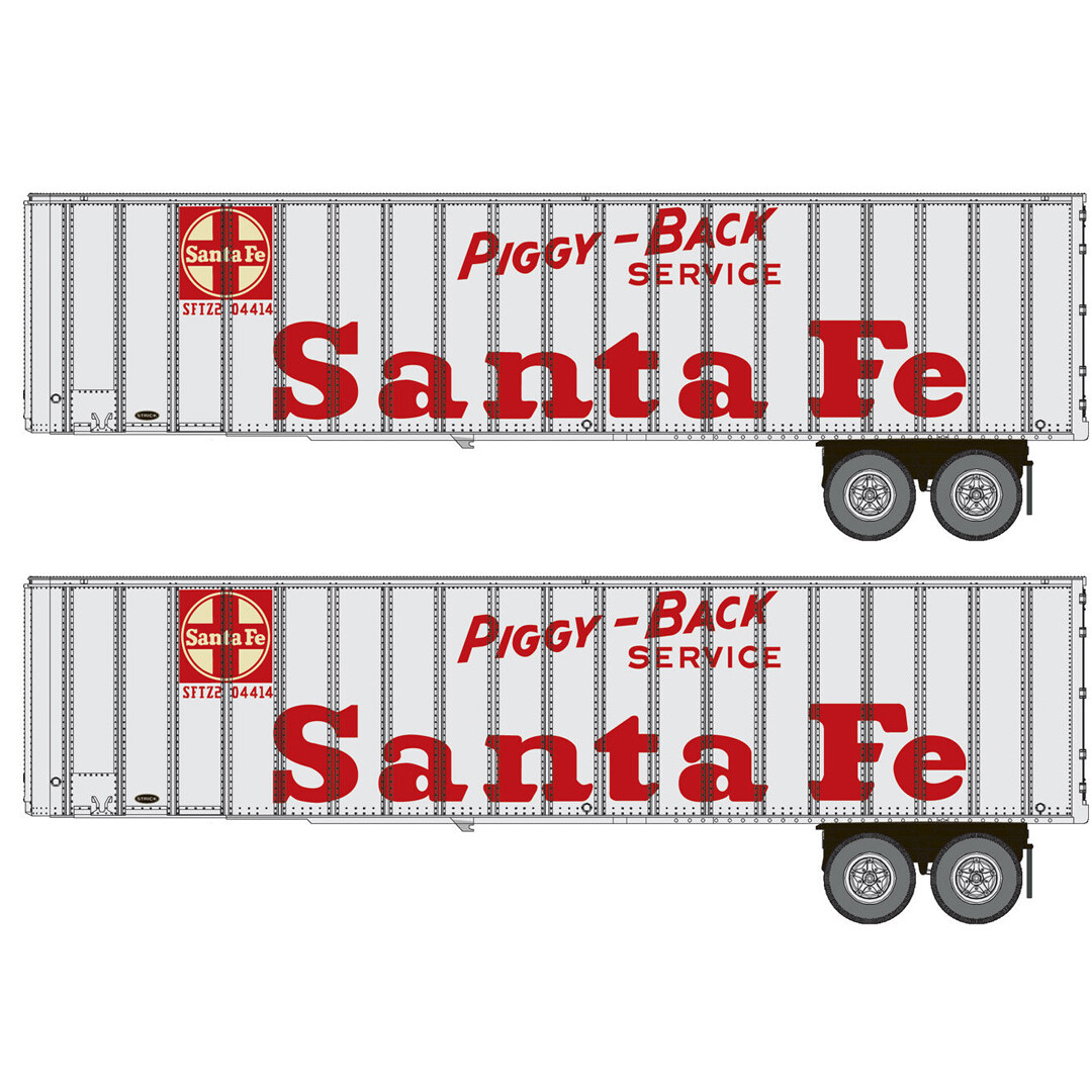NEW Walthers Flexi-Van 40' Trailer 2-Pack Santa Fe Piggy Back HO FREE US SHIP