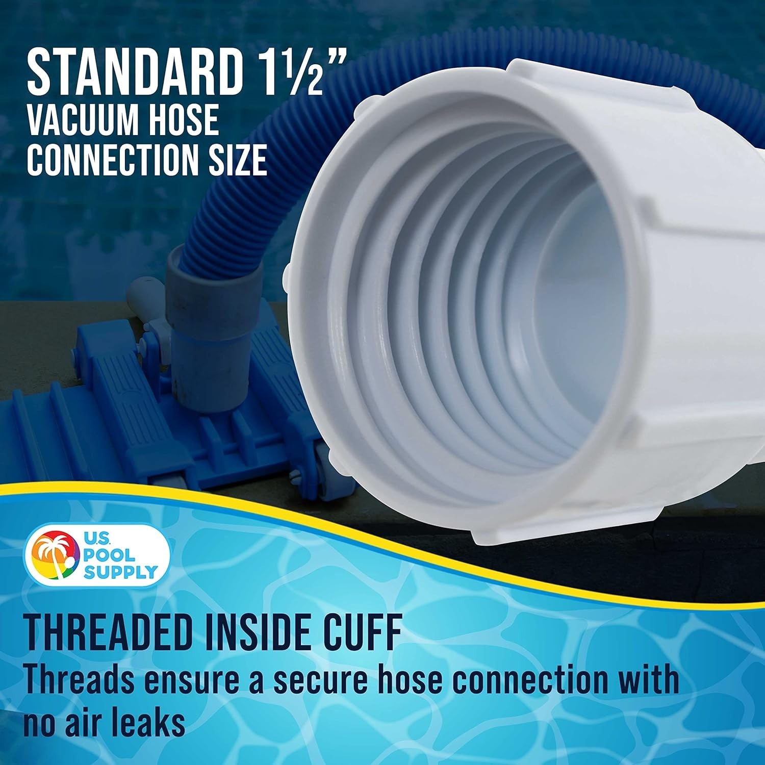 1-1/2" Pool Hose Cuff - Durable Threaded Connection for Efficient Pool Cleaning