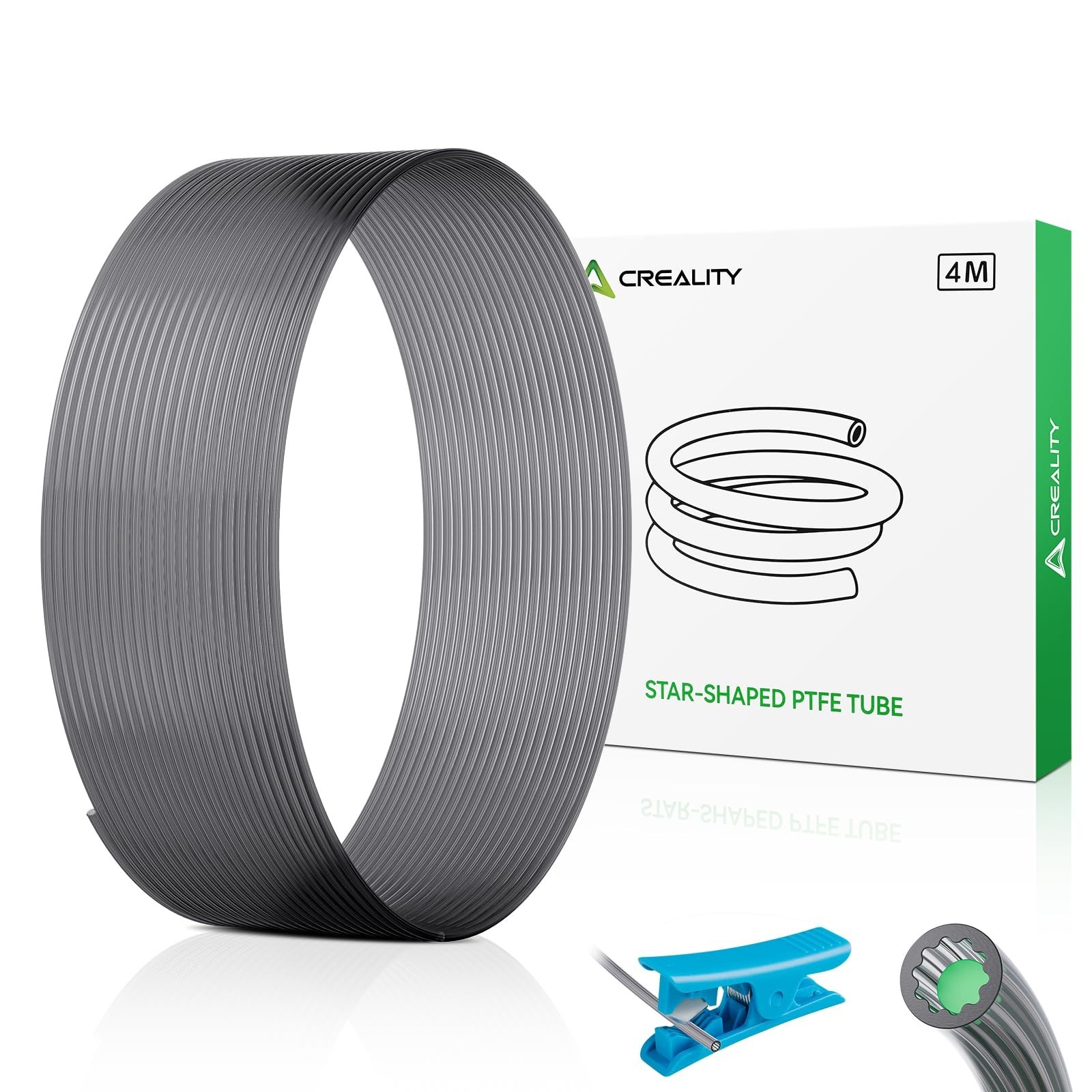 Creality PTFE Tube 4m 3D Printer Accessories, Low-Resistance Star-Shaped Inne...