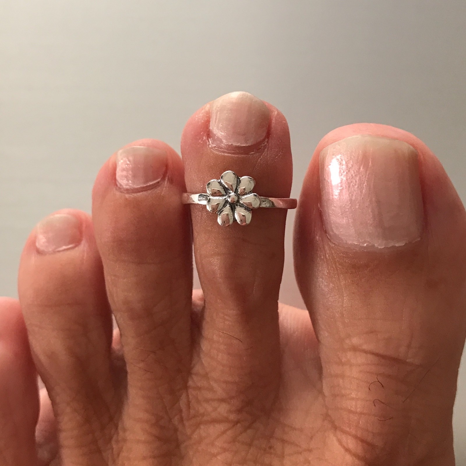 Sterling Silver Seven Petal Flower Toe Ring, Silver Rings, Flowers, Floral