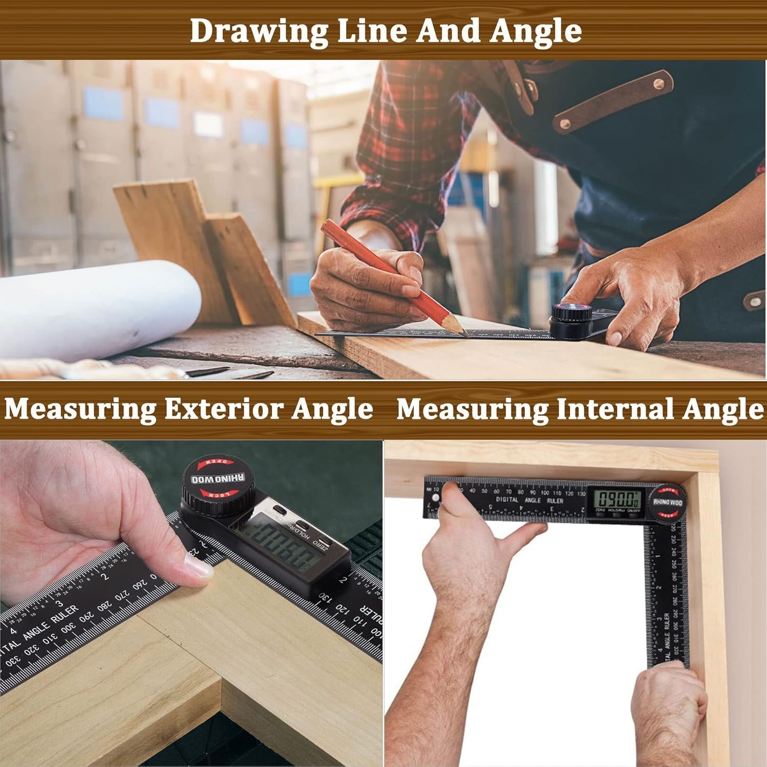 Professional Dual-Function Digital Protractor & Ruler for Woodworking Projects