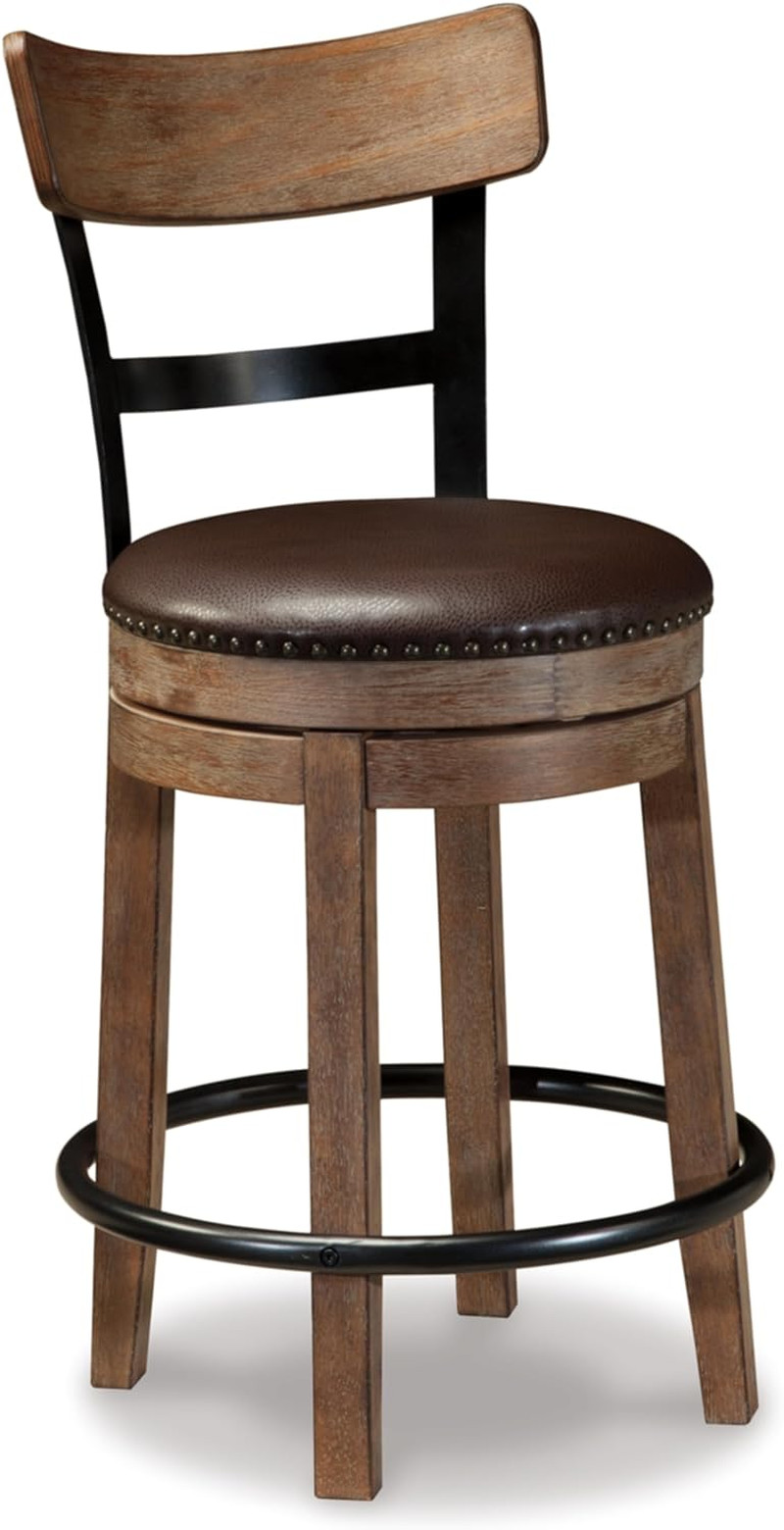 Pinnadel 24.25" Swivel Counter Height Barstool - Modern Farmhouse Light Brown