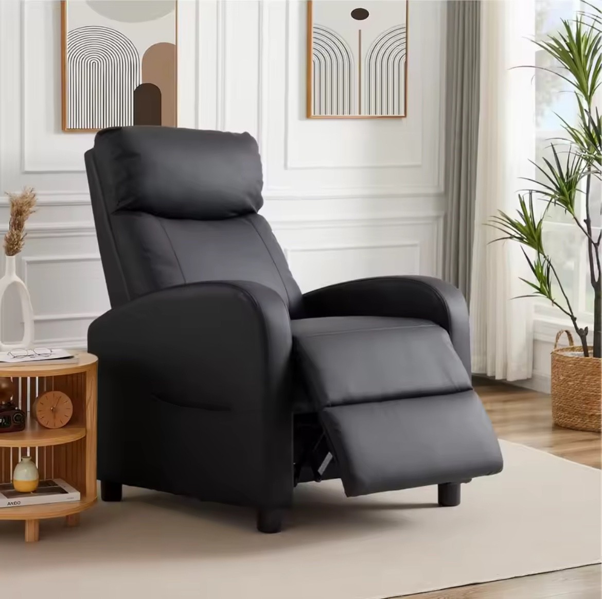 Black Recliner Single Chair for Home Theater or Room Seating