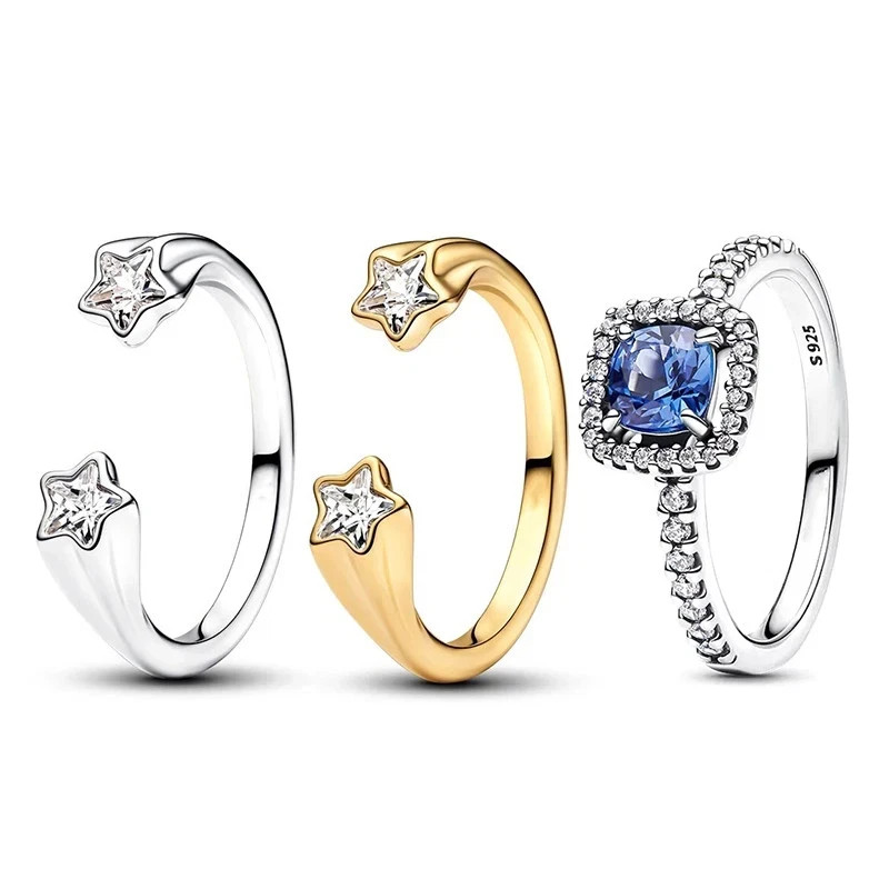 Sterling Silver 925 Shooting Star Open Ring Adjustable Wedding Women Jewelry