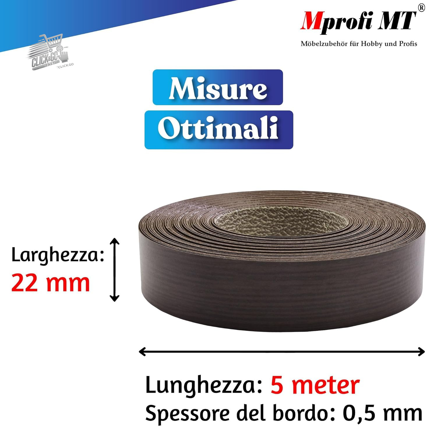 ® - Wenge Effect Edge | 22mm X 5M | Easy to Apply | Apple Kitchen Edge
