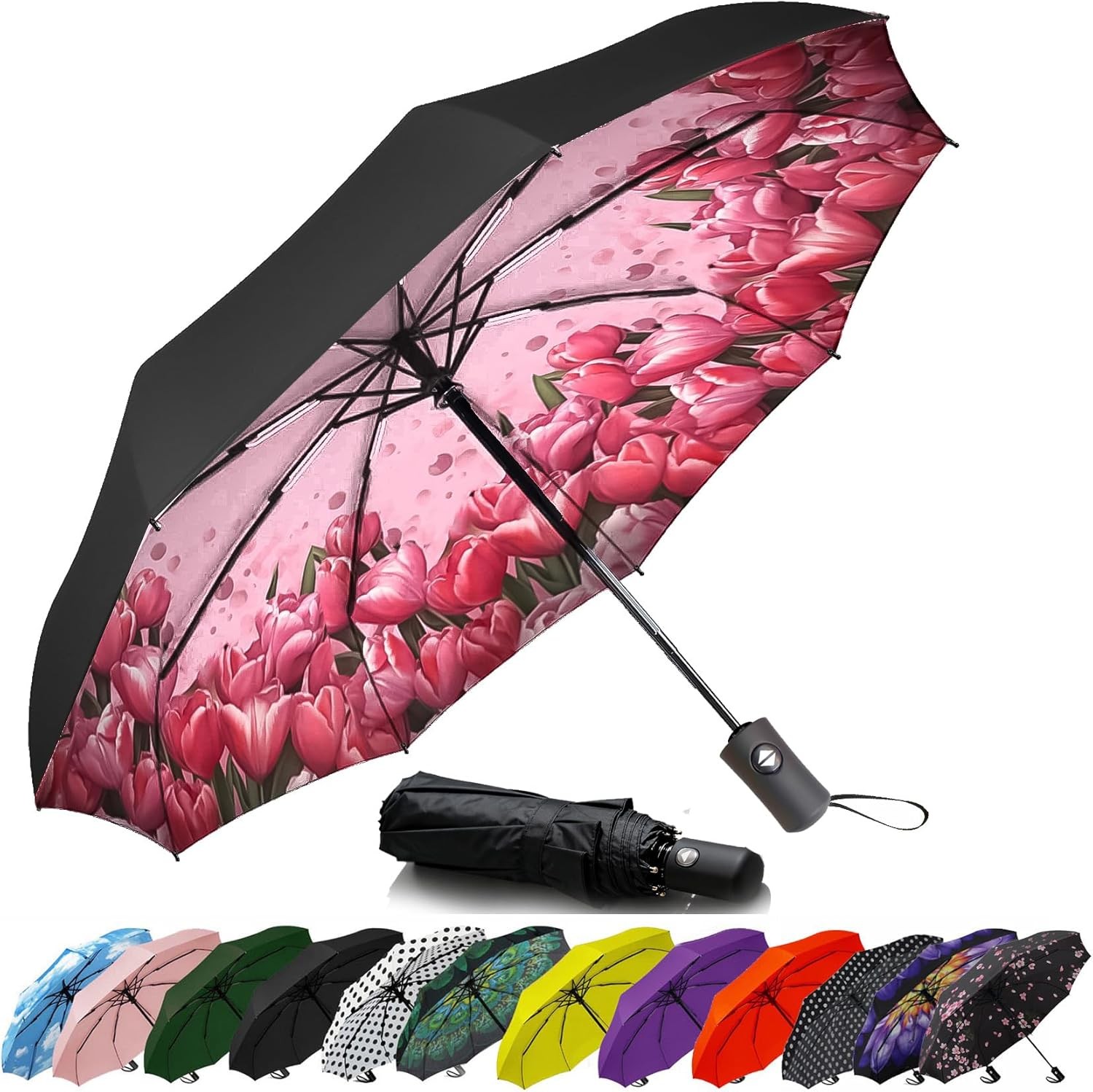 SIEPASA Tulip Windproof Compact Travel Umbrella Auto Open Close Lightweight