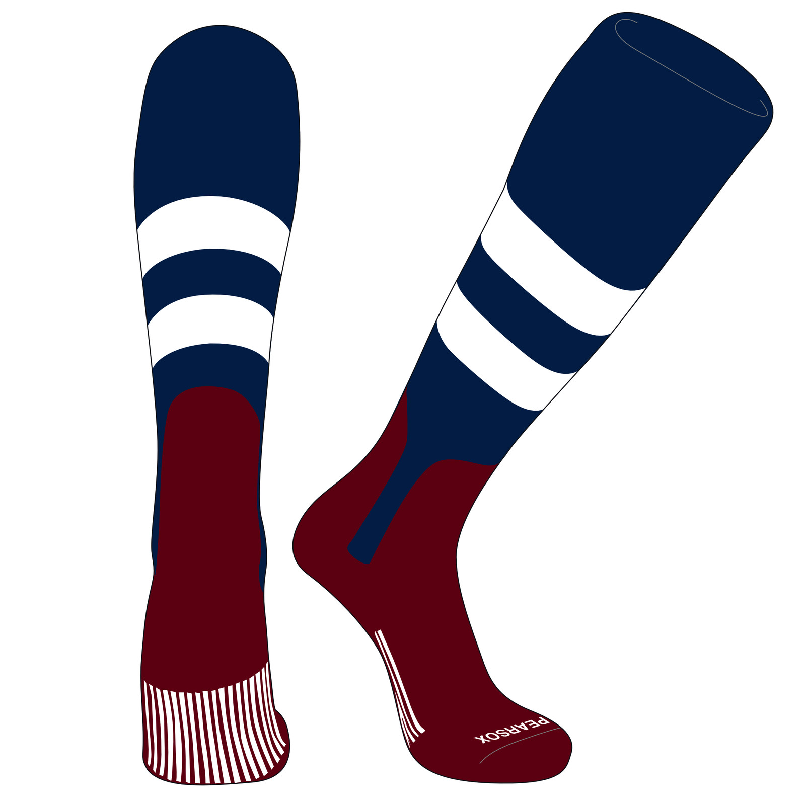 OTC Baseball Softball Stirrup Socks (D, 7in) Navy, White, Navy, Cardinal
