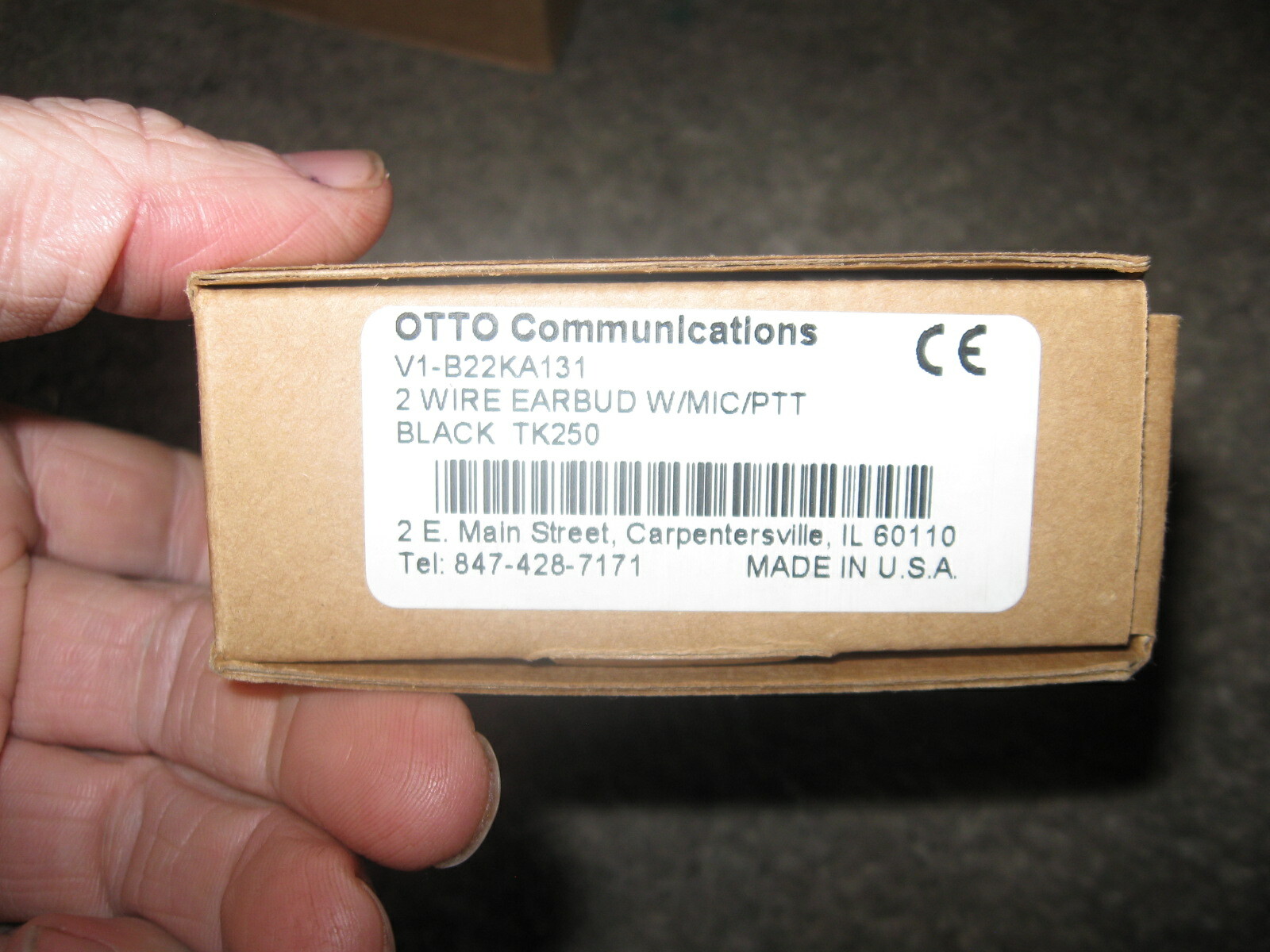 NEW Otto Kenwood 2-Wire Earbud Piece Black Palm Mic Kit  # V1-B22KA131 TK250