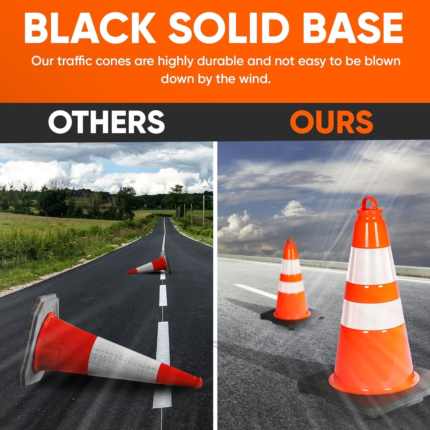 Pyle 18" PVC Cone - 10 Pieces High Visibility Structurally Stable
