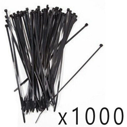 1000 Pack Lot Pcs - 12" Inch UV Resistant Nylon Cable Zip Wire Tie 50 lbs Black