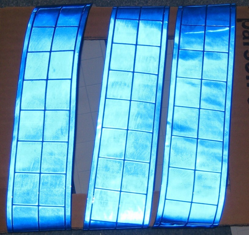 Blue gloss REFLECTIVE TAPE PVC sew on material 3'x2"