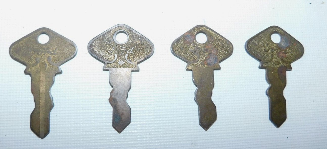 Lot of 4 Ford Model T Brass Keys;  2 60's, 62, 73, Hard To Find BUY IT NOW.