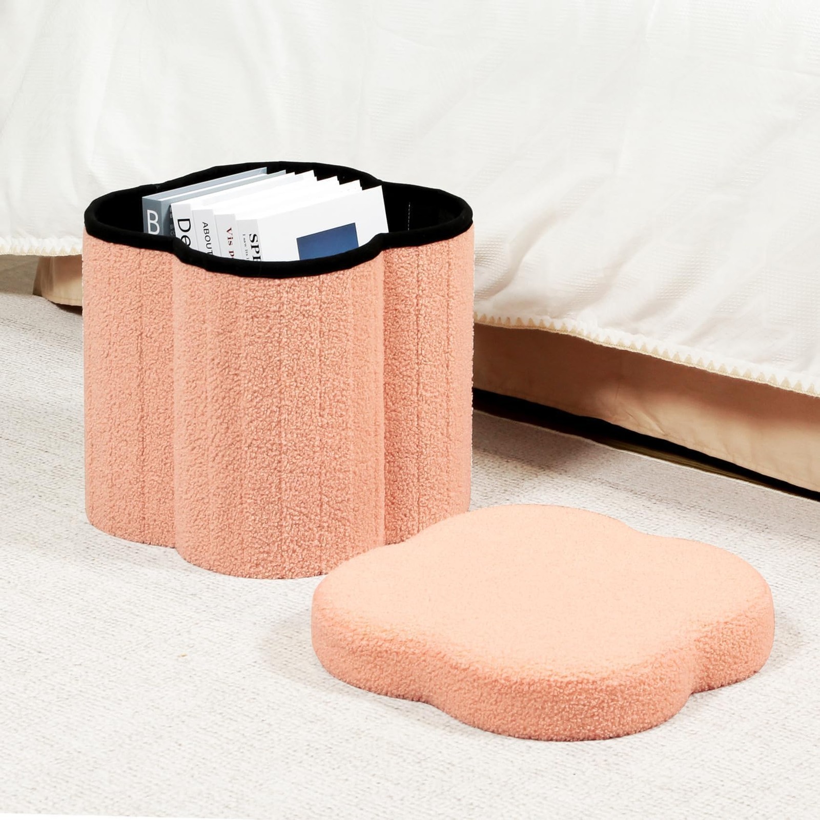 Storage Ottoman Cube, Flowers Shaped Ottomans with Storage Foot Stool Footres...