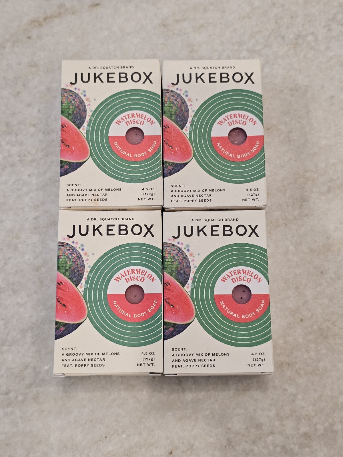 Dr. Squatch Jukebox Watermelon Disco Cold Pressed Natural Body Soap LOT OF 4