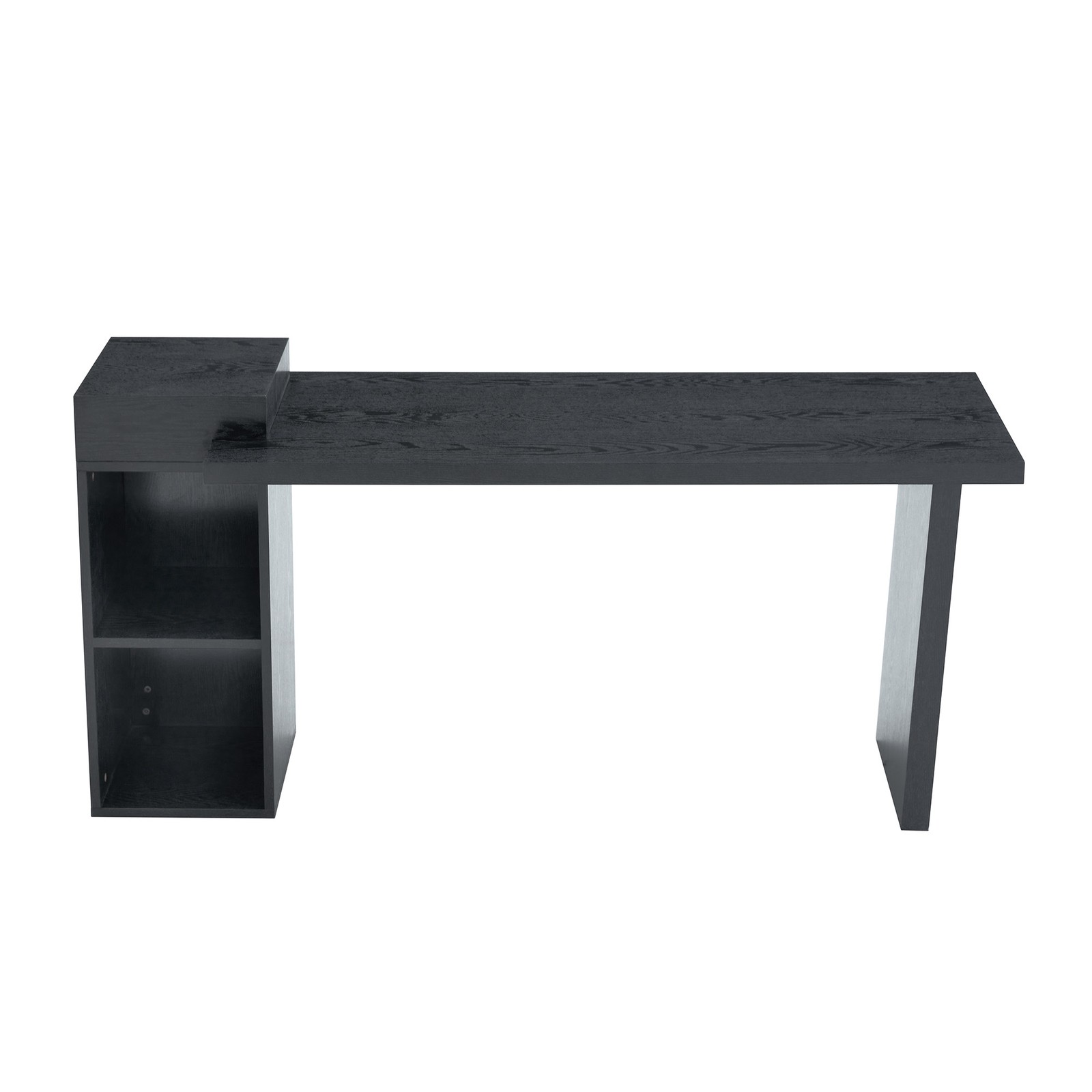 Modern Black Wood Grain Sofa Side Table - MDF Multipurpose Entryway Console Tab