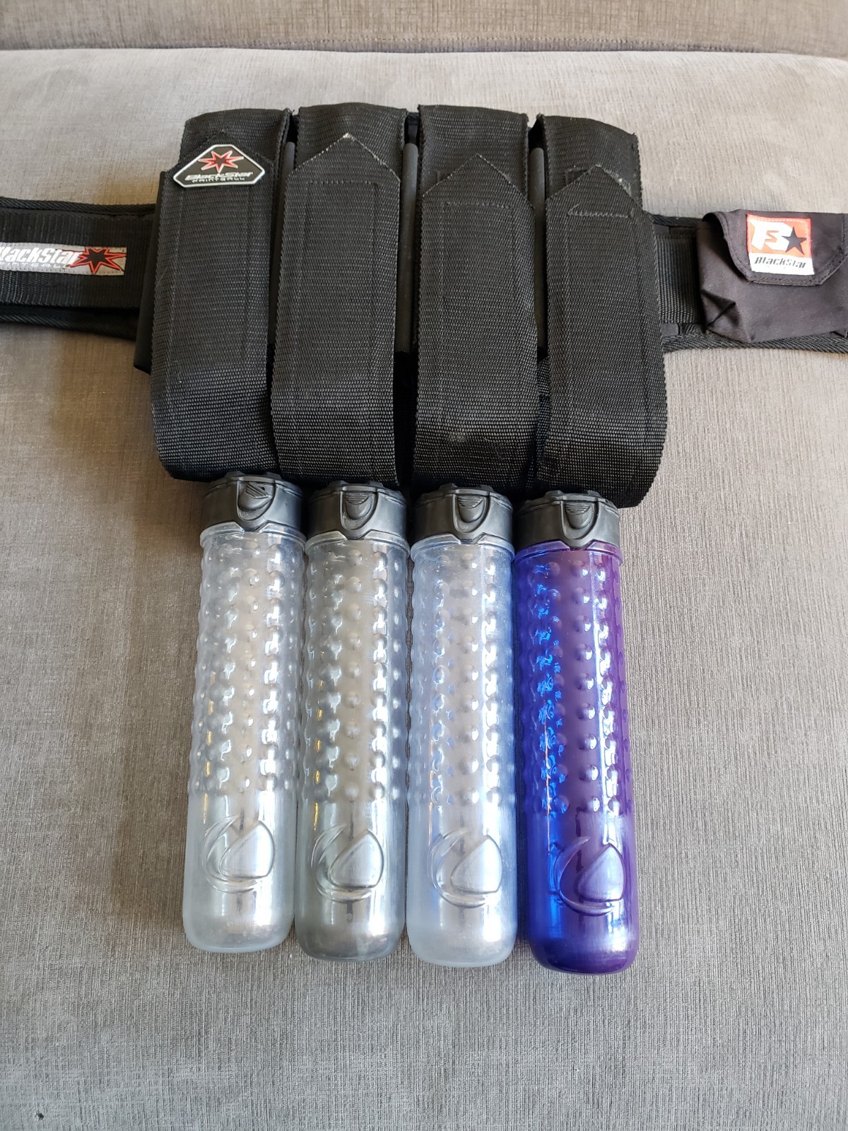 Vintage Blackstar Paintball 4 Pod Heavy Duty Harness W/ 4 Pack Dye Pod Canister