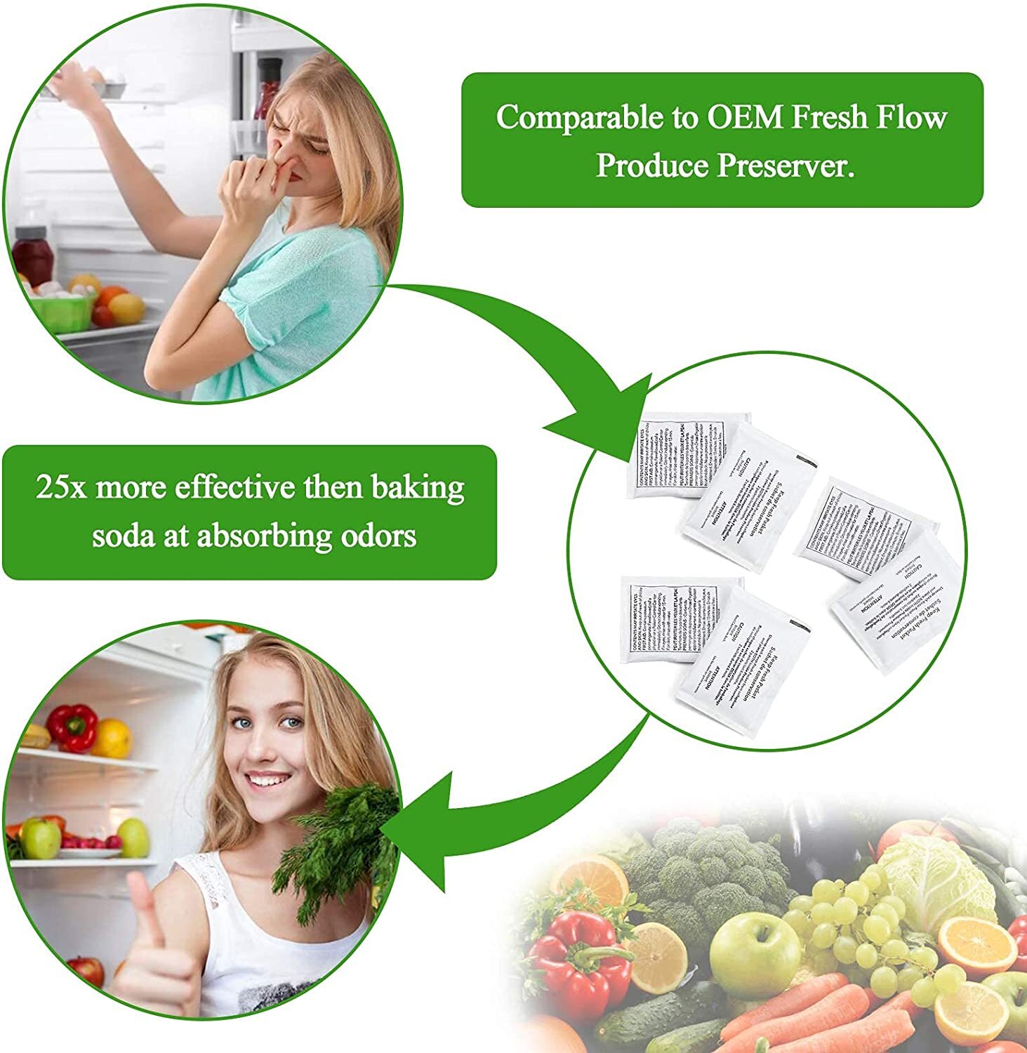 3Pack Natural Filters W10346771A Fresh Flow Produce Preserver Refrigerator