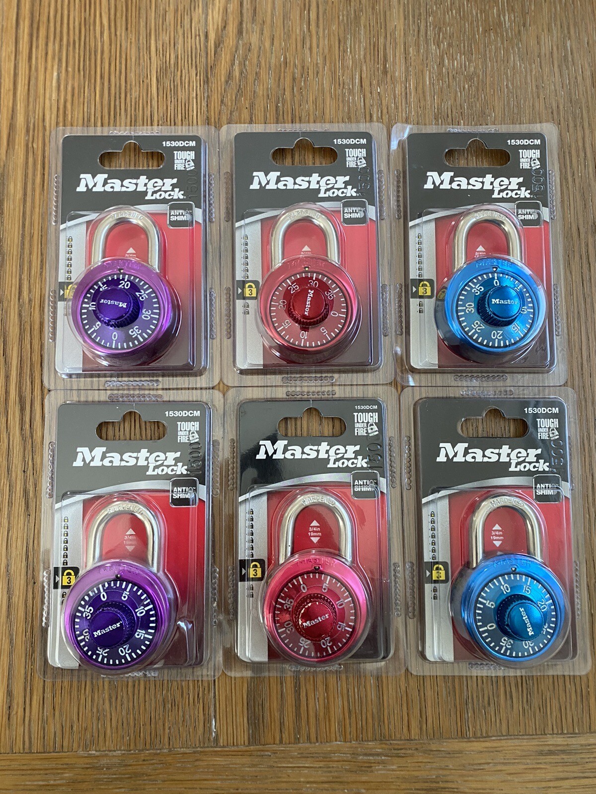 Lot Of 6 NEW Master Lock Combination Padlock Locker Bike Gym Anti Shim 1530DCM