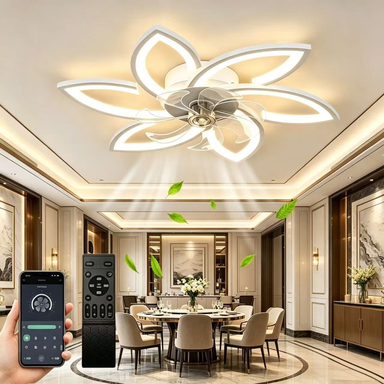 Variable Intensity Ceiling Fan with Light Indoor Home Decor Ceiling Lighting