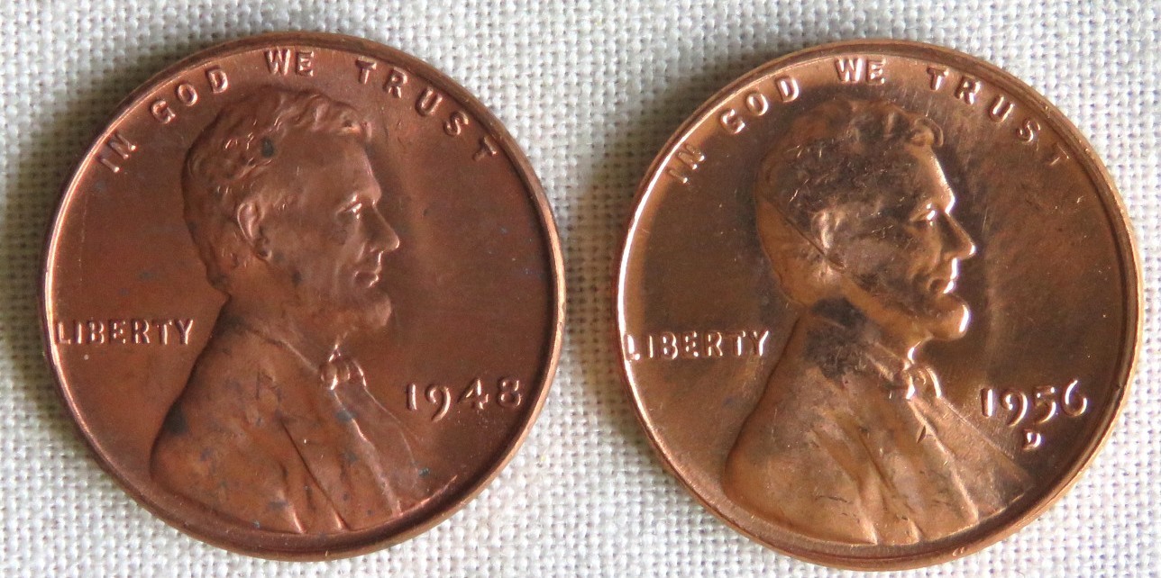 1948 & 1956 D Lincoln Cents BU!      From Uncirculated Rolls