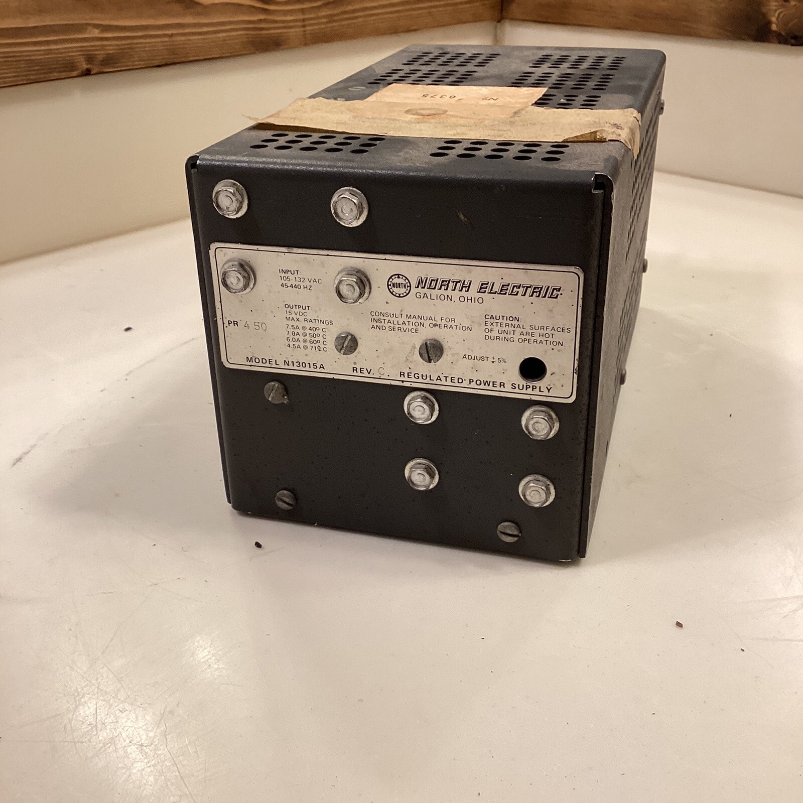 North Electric Model N13015A Regulated Power Supply 105-132 VAC UNTESTED