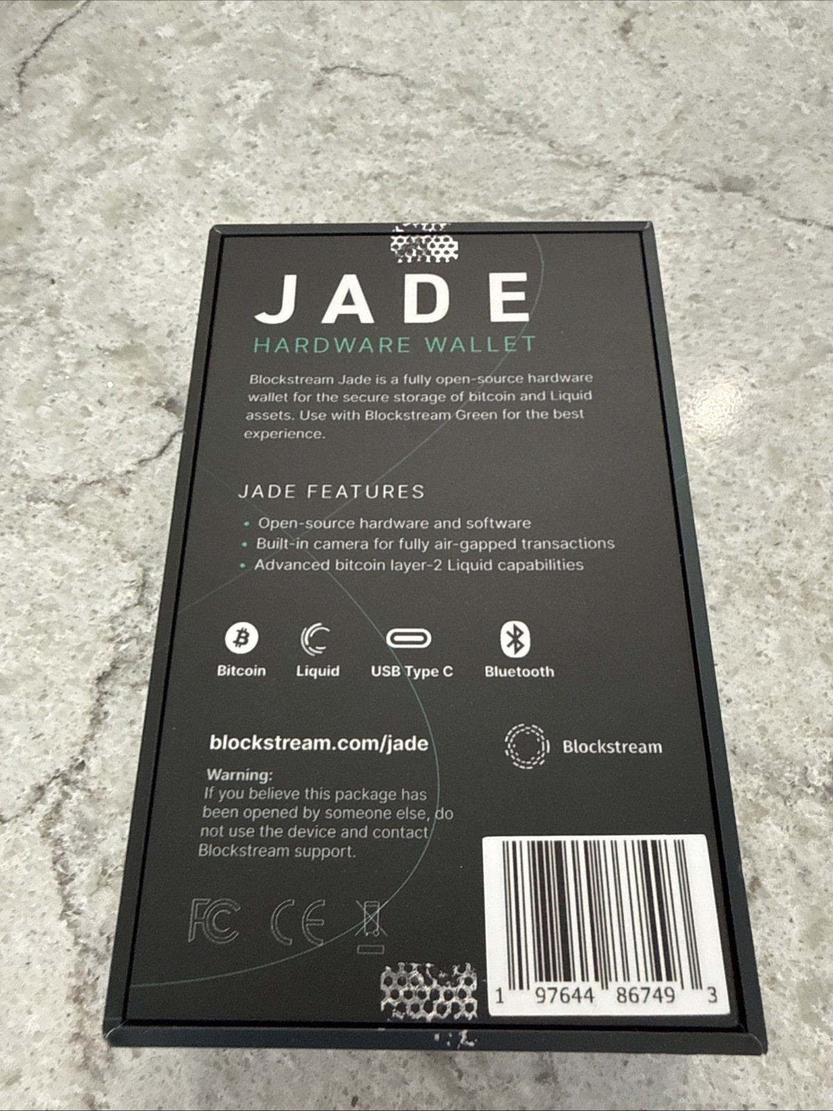 Blockstream Jade Wallet Black Bitcoin Wallet