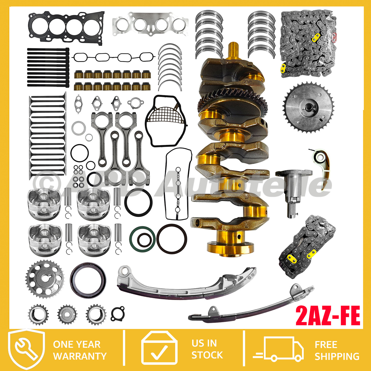 2AZ-FE 2.4L Engine Rebuild Overhaul Kit Crankshaft Rods Timing For Toyota Camry