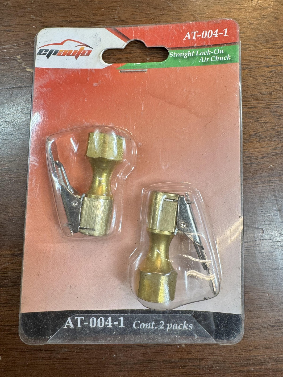 EPAuto AT-004-1 Straight Lock-On Air Chuck Coupler 1/4in Female NPT Brass 2pk