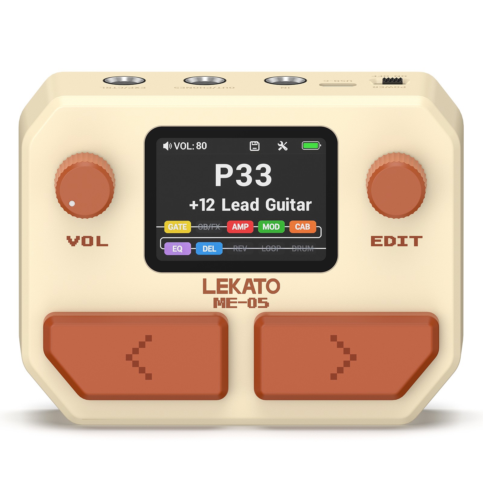 LEKATO Pocket Guitar 125 Effects Processor Bluetooth App Control NAM, LOOP SYNC