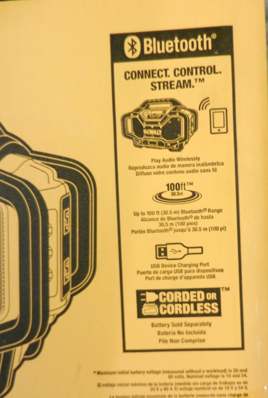 DEWALT 60V FLEXVOLT Li-Ion Bluetooth Radio DCR025