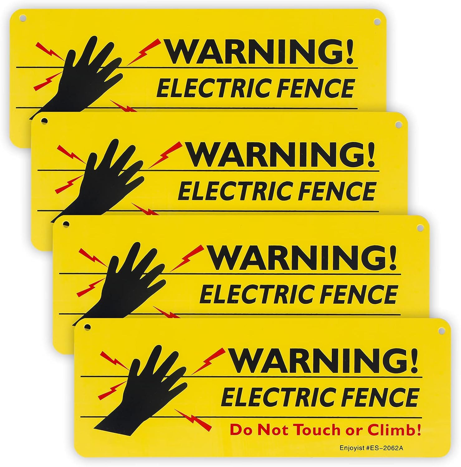 4-Pack Warning Electric Fence Safe Sign, 10"X 3.5" Plastic Sign
