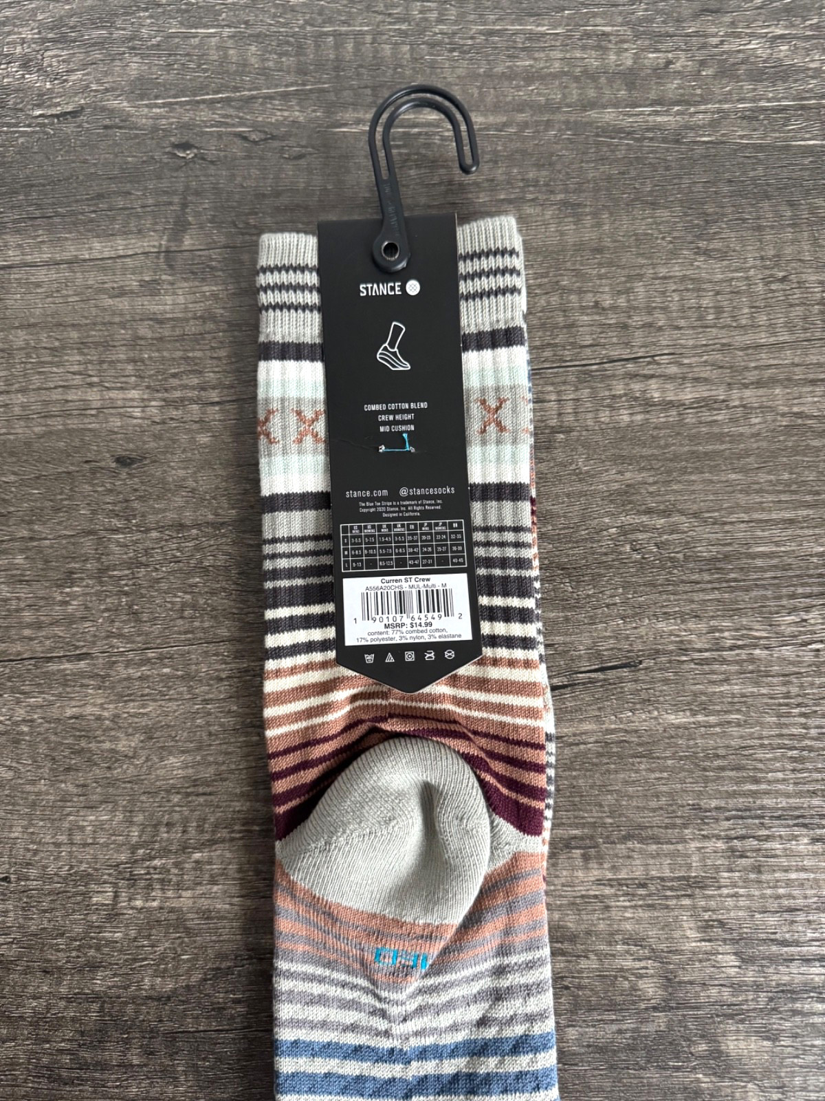 Stance Crew Socks • Curren ST Multi-Color • Size: MEDIUM or LARGE • 1 Pair (NWT)