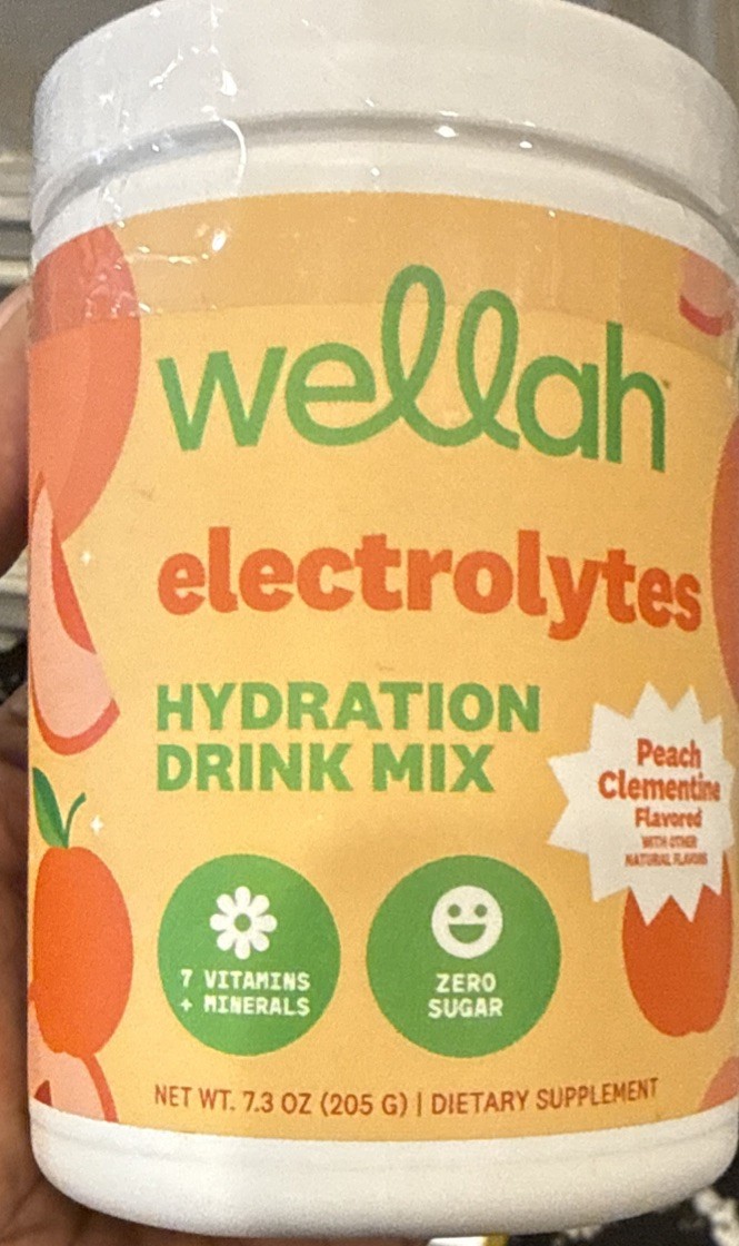 Wellah Electrolytes Powder (Peach Clementine) 50 Servings - Hydration Drink Mix
