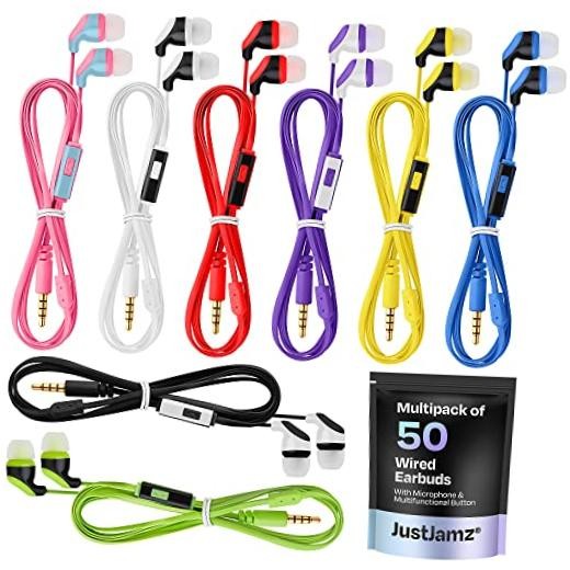 50x Multipack Bulk Earbuds with Microphone | for Schools, Consumer Audience