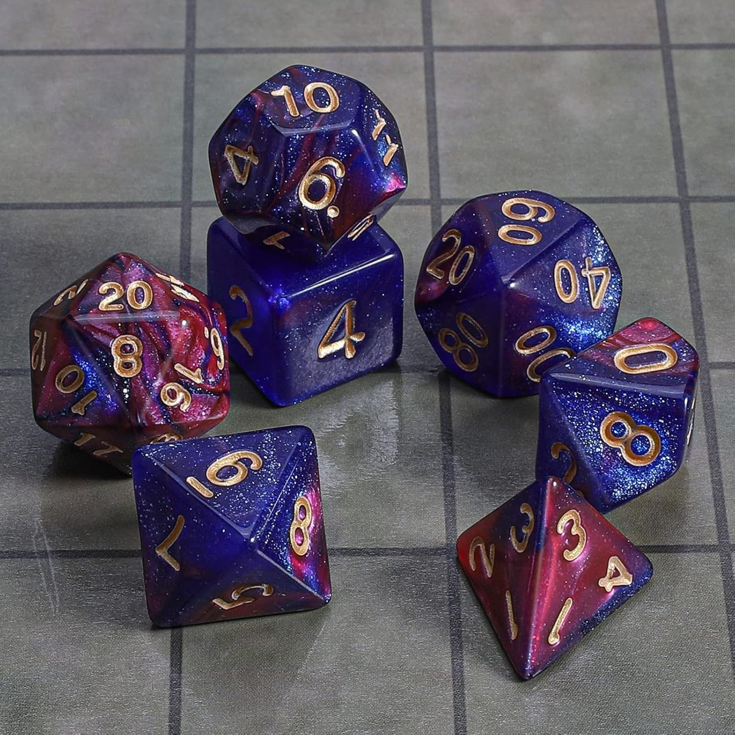 Durable Eco-Friendly Polyhedral Dice Set with Storage Bag for Tabletop Games